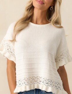 Foto 6 | Jersey Yeokou Para Mujer Manga Corta Dobladillo Con Volantes Color Blanco - Venta Internacional.