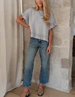 Foto 5 | Jersey Yeokou Para Mujer Manga Corta Dobladillo Con Volantes Gris - Venta Internacional.