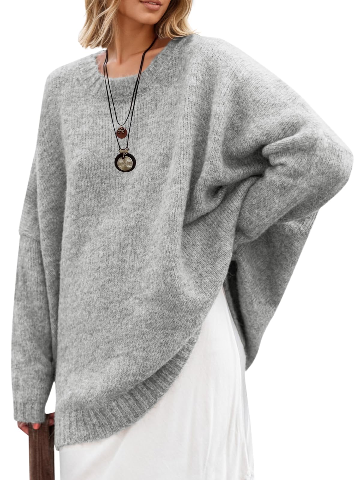 Foto 1 | Jersey Saodimallsu Para Mujer  Talla Extragrande  Cuello Redondo  Color Gris - Venta Internacional.