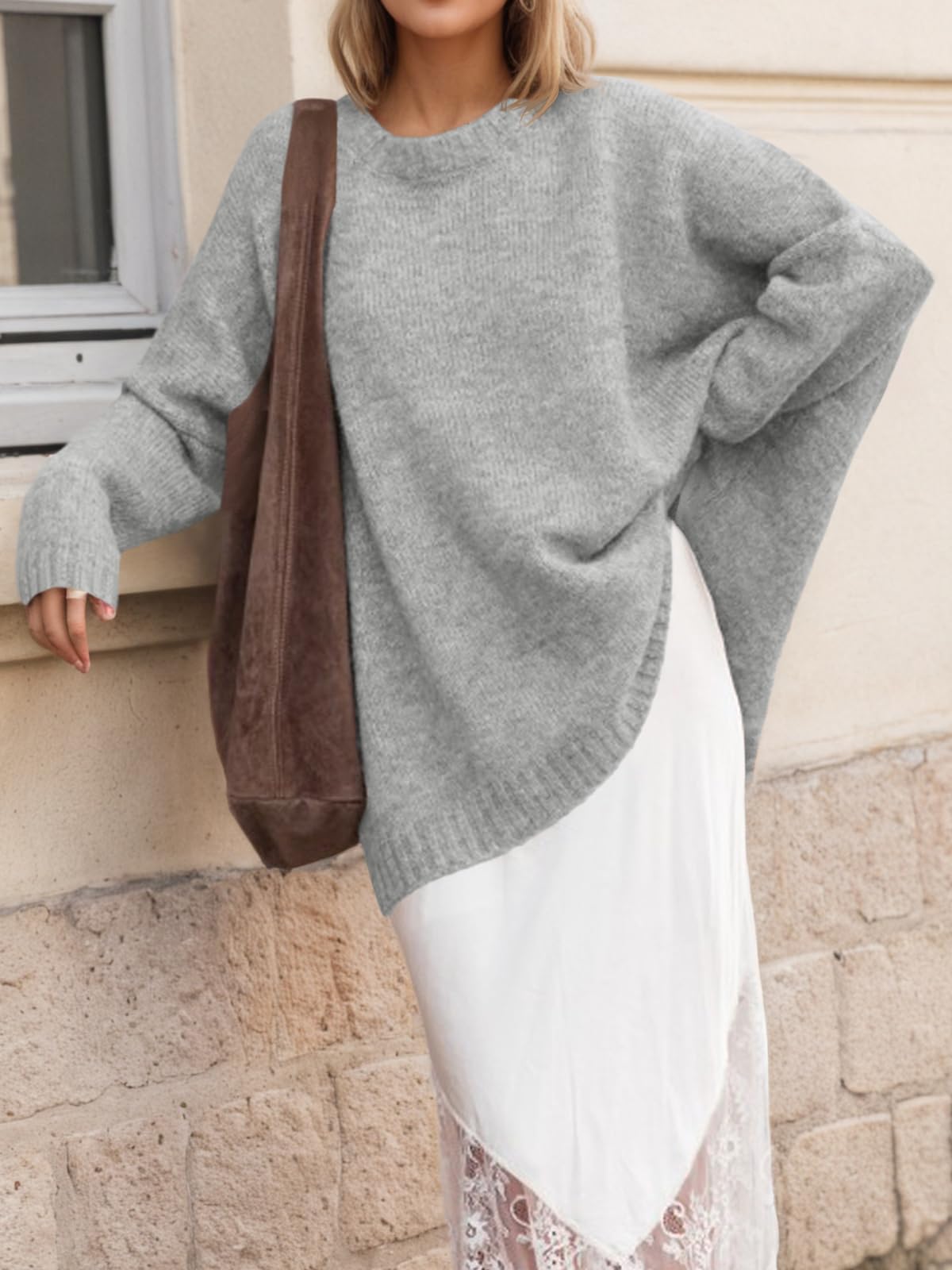 Foto 2 | Jersey Saodimallsu Para Mujer  Talla Extragrande  Cuello Redondo  Color Gris - Venta Internacional.