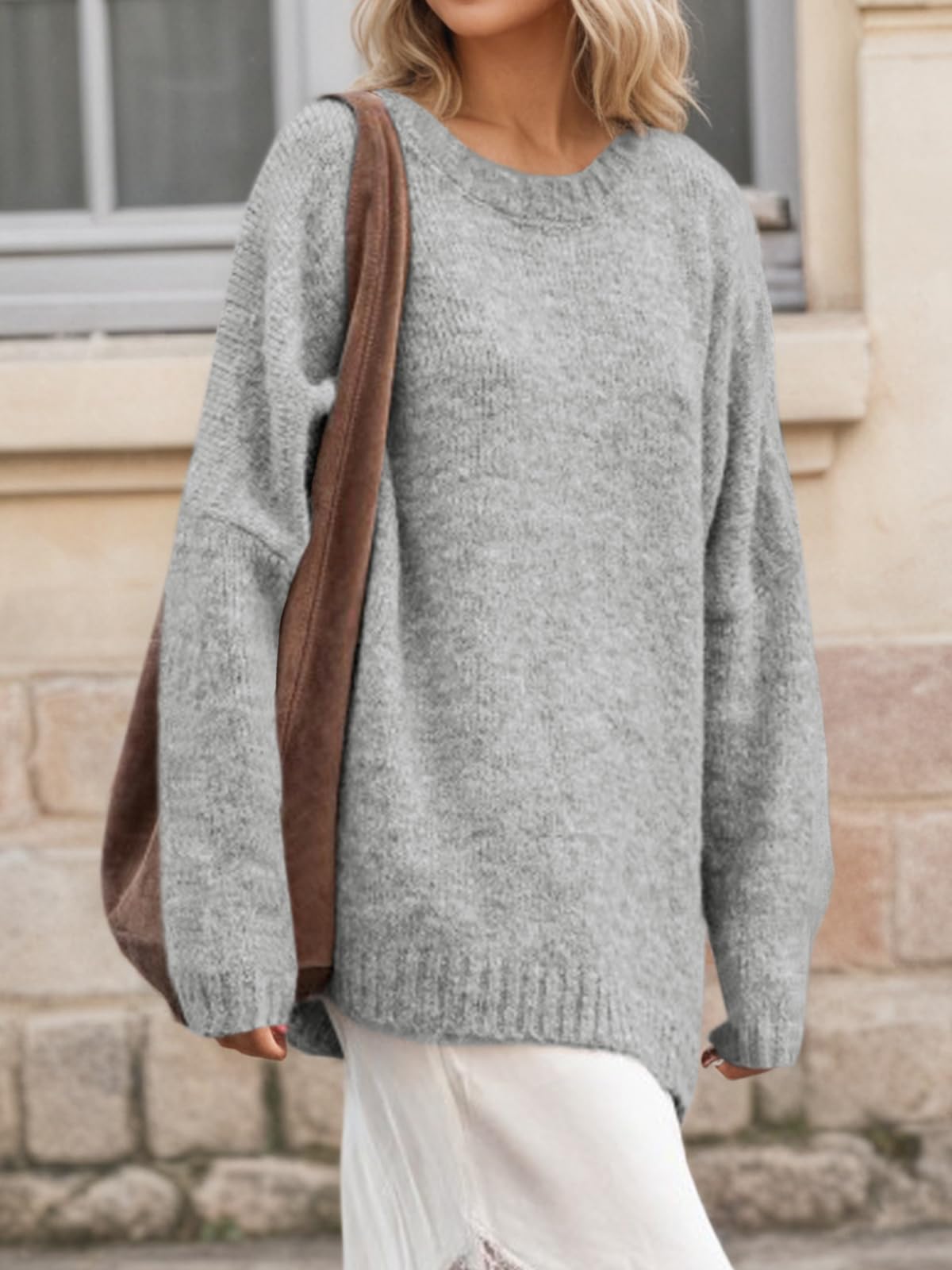 Foto 4 pulgar | Jersey Saodimallsu Para Mujer  Talla Extragrande  Cuello Redondo  Color Gris - Venta Internacional.