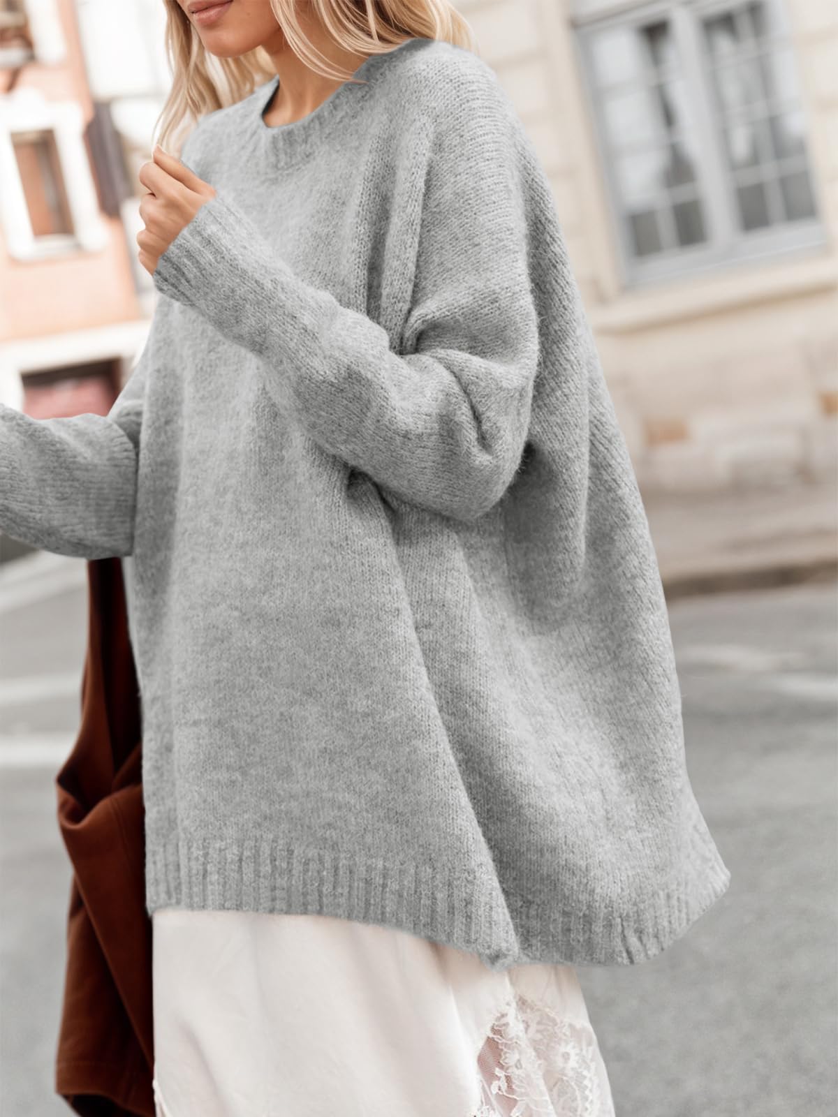Foto 5 | Jersey Saodimallsu Para Mujer  Talla Extragrande  Cuello Redondo  Color Gris - Venta Internacional.