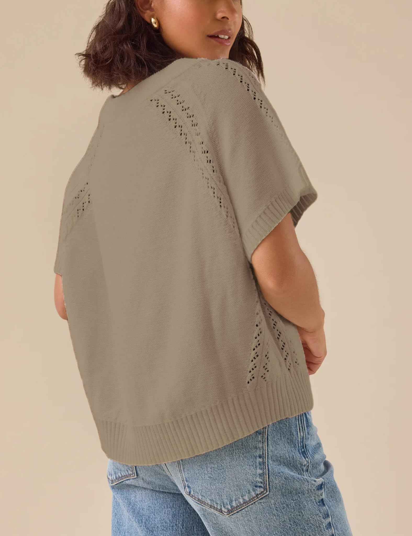 Foto 5 pulgar | Jersey Yeokou Para Mujer  Manga Corta  Cuello Redondo  Color Caqui - Venta Internacional.