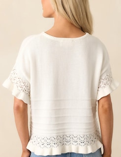 Foto 4 | Jersey Yeokou Para Mujer Manga Corta Dobladillo Con Volantes Punto A Ganchillo - Venta Internacional.
