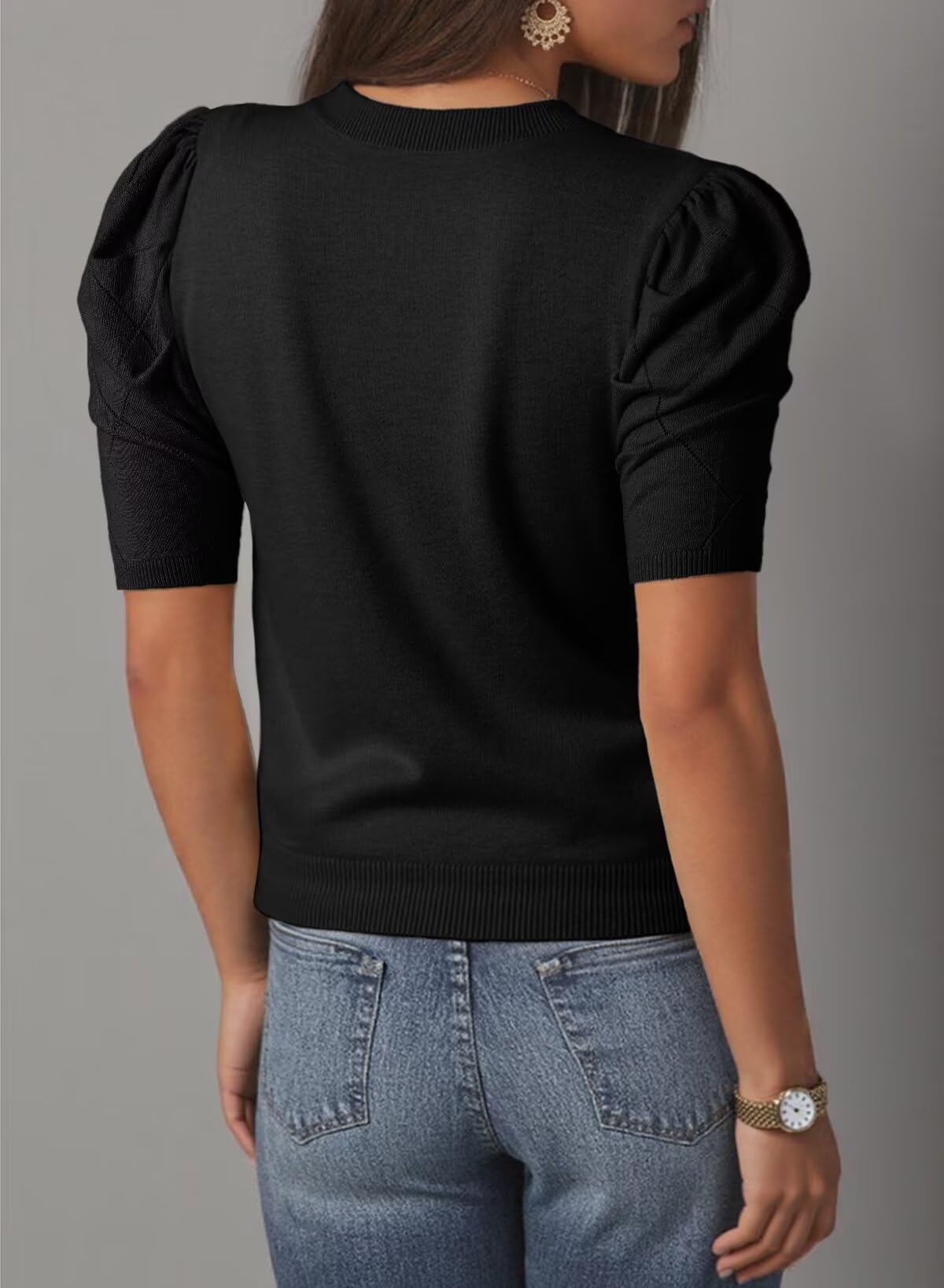 Foto 2 | Jersey Dokotoo De Punto Negro Con Mangas Abullonadas Para Mujer  Talla M - Venta Internacional.