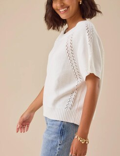 Foto 2 | Jersey Yeokou Para Mujer Manga Corta Cuello Redondo Punto Beige-s - Venta Internacional.