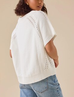 Foto 3 | Jersey Yeokou Para Mujer Manga Corta Cuello Redondo Punto Beige-s - Venta Internacional.