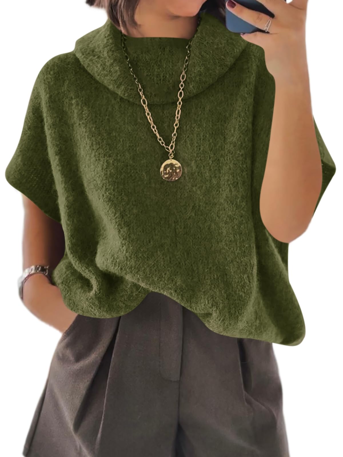 Foto 2 pulgar | Suéter Tipo Poncho Cicky Bell Para Mujer  Cuello Alto  Estilo Murciélago - Venta Internacional.