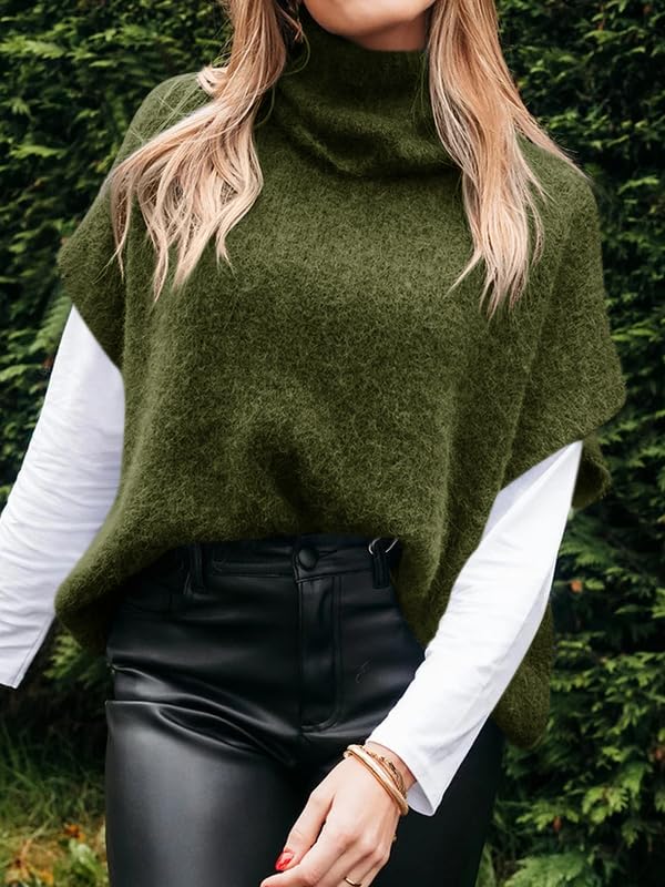 Foto 3 pulgar | Suéter Tipo Poncho Cicky Bell Para Mujer  Cuello Alto  Estilo Murciélago - Venta Internacional.