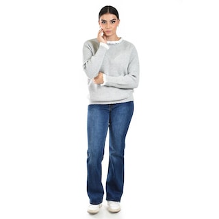 Foto 6 | Sueter Con Cuello Y Puños De Encaje Roman Fashion /juvenil 4015 (gris Claro) Gris