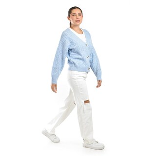 Foto 2 | Cardigan Con Diseño De Trenza Roman Fashion / Juvenil 4014 (azul Cielo) Azul Cielo