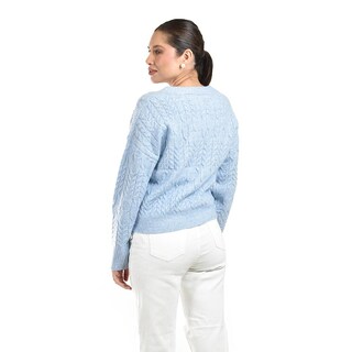 Foto 3 | Cardigan Con Diseño De Trenza Roman Fashion / Juvenil 4014 (azul Cielo) Azul Cielo