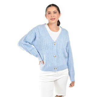 Foto 4 | Cardigan Con Diseño De Trenza Roman Fashion / Juvenil 4014 (azul Cielo) Azul Cielo