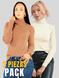 Foto 5 | Set De 2 Sueteres Mujer De Cuello Alto Sueteres Dama Suet-1023-px2 Variedad De Colores Sweaters