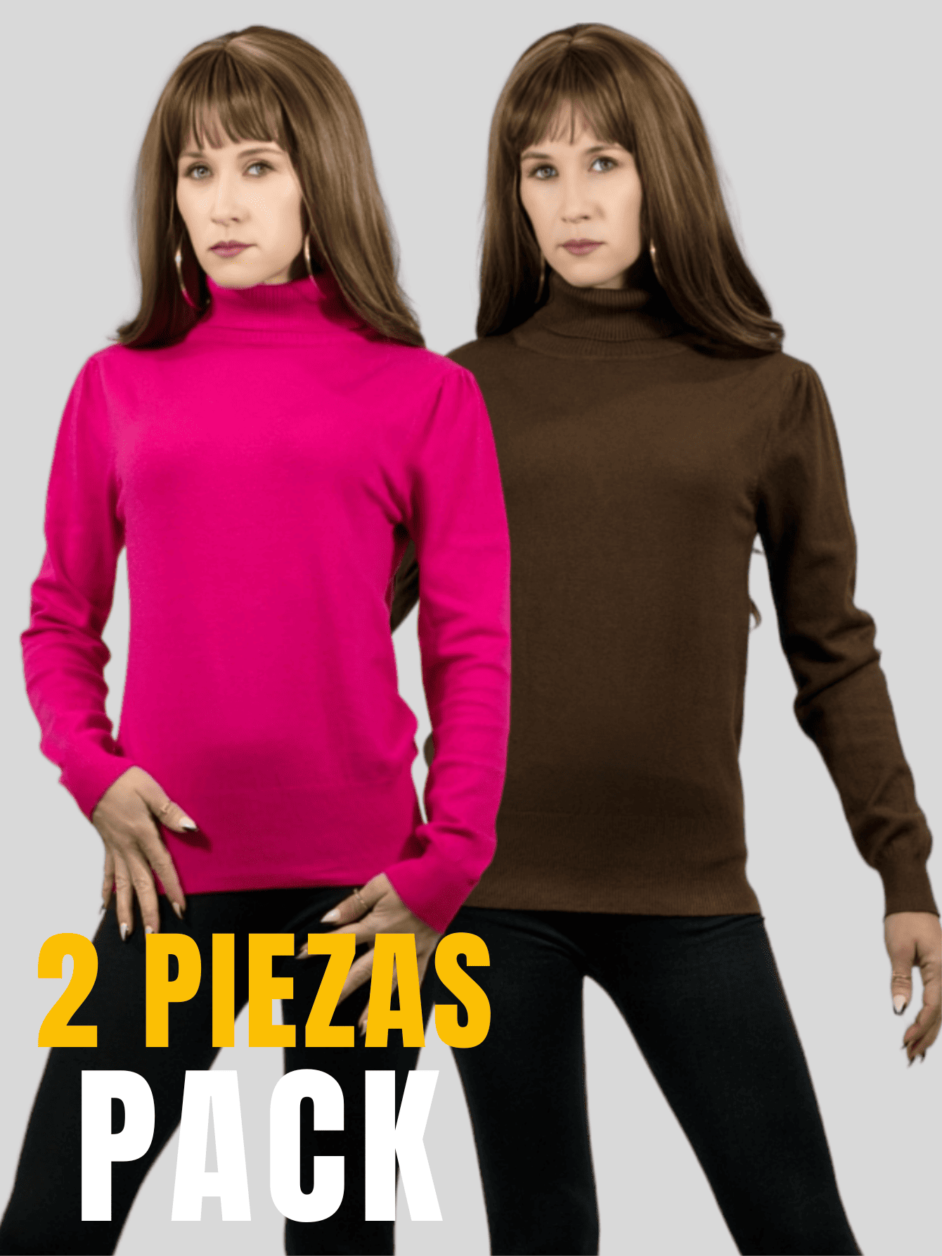 Foto 6 pulgar | Set De 2 Sueteres Mujer De Cuello Alto Sueteres Dama Suet-1023-px2 Variedad De Colores Sweaters