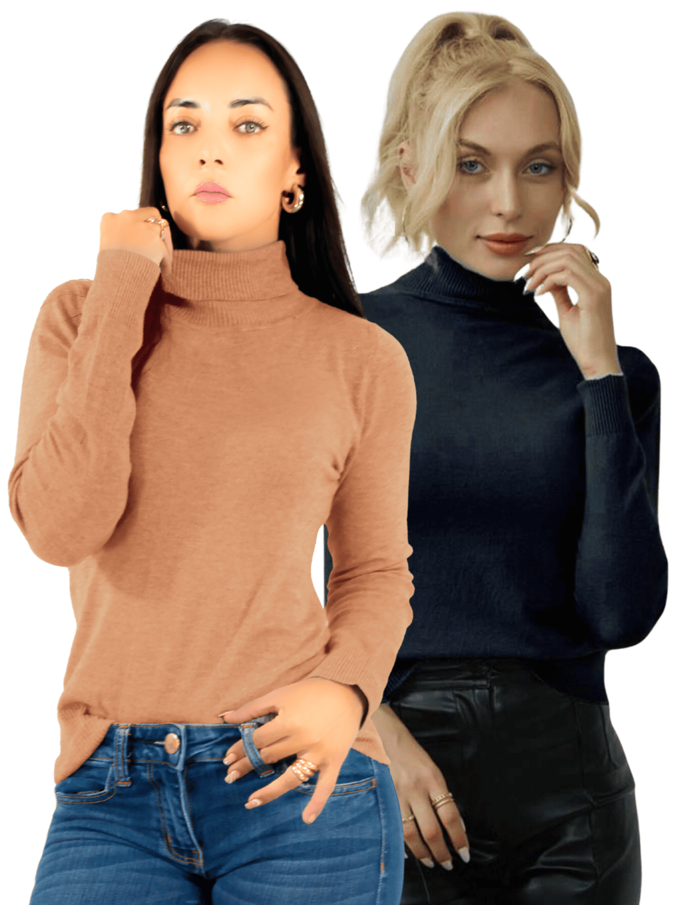 Foto 1 | Set De 2 Sueteres Mujer De Cuello Alto Sueteres Dama Suet-1023-px2 Variedad De Colores Sweaters