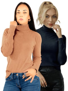Foto 1 | Set De 2 Sueteres Mujer De Cuello Alto Sueteres Dama Suet-1023-px2 Variedad De Colores Sweaters
