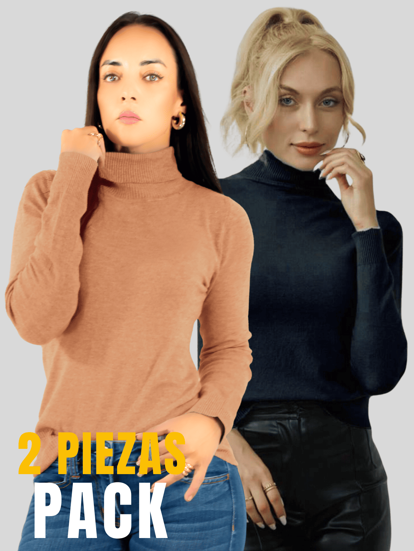 Foto 6 pulgar | Set De 2 Sueteres Mujer De Cuello Alto Sueteres Dama Suet-1023-px2 Variedad De Colores Sweaters
