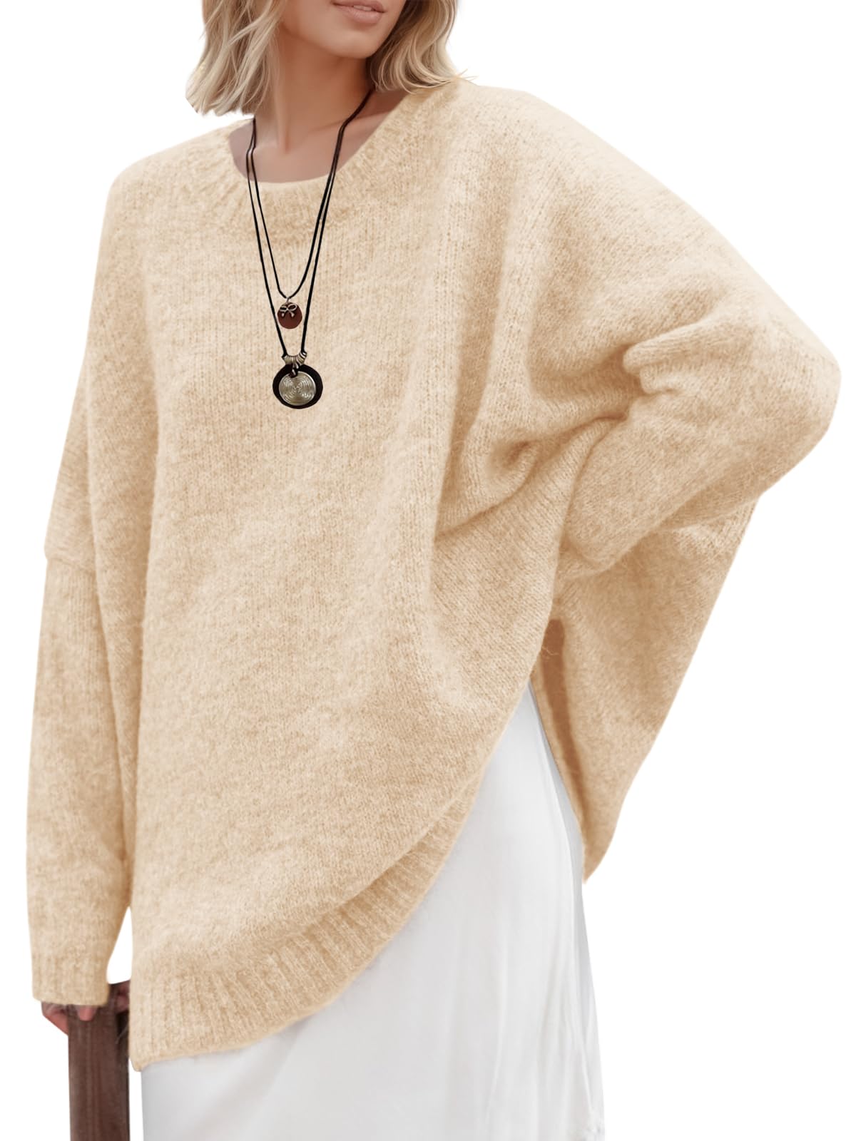 Foto 1 | Jersey Saodimallsu Para Mujer  Talla Extragrande  Cuello Redondo  Color Albaricoque - Venta Internacional.