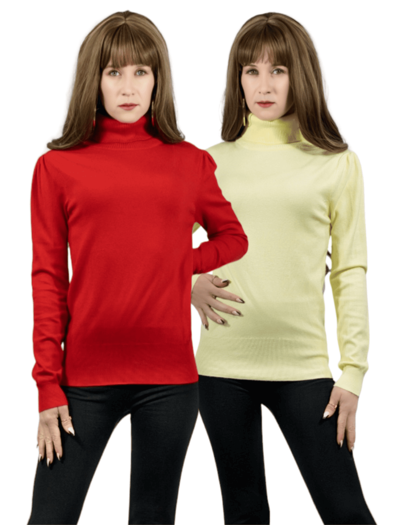 Set De 2 Sueteres Mujer De Cuello Alto Sueteres Dama Suet-1023-px2 Variedad De Colores Sweaters