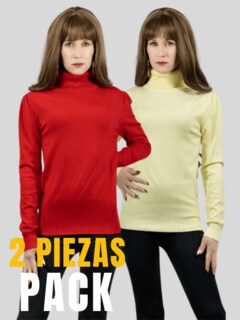 Foto 5 | Set De 2 Sueteres Mujer De Cuello Alto Sueteres Dama Suet-1023-px2 Variedad De Colores Sweaters
