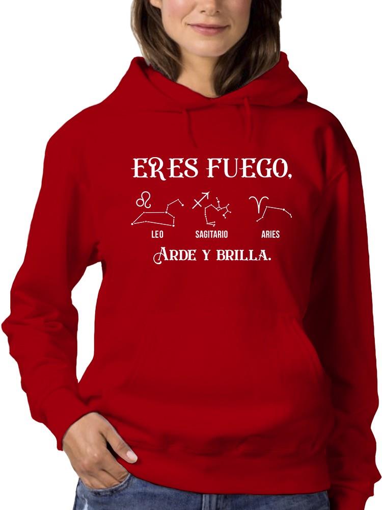 Sudadera Smartprintsink Con Capucha Para Mujer Eres Fuego. Arde Y Brilla! Color Rojo