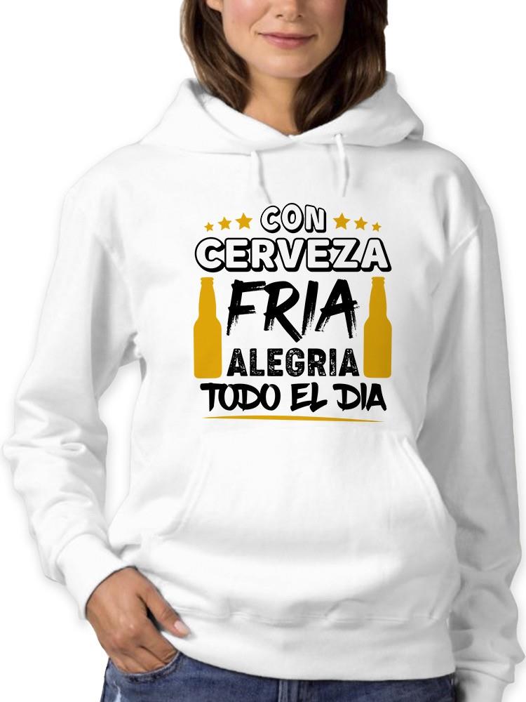 Foto 2 pulgar | Sudadera Smartprintsink Con Capucha Para Mujer Cerveza Color Blanco