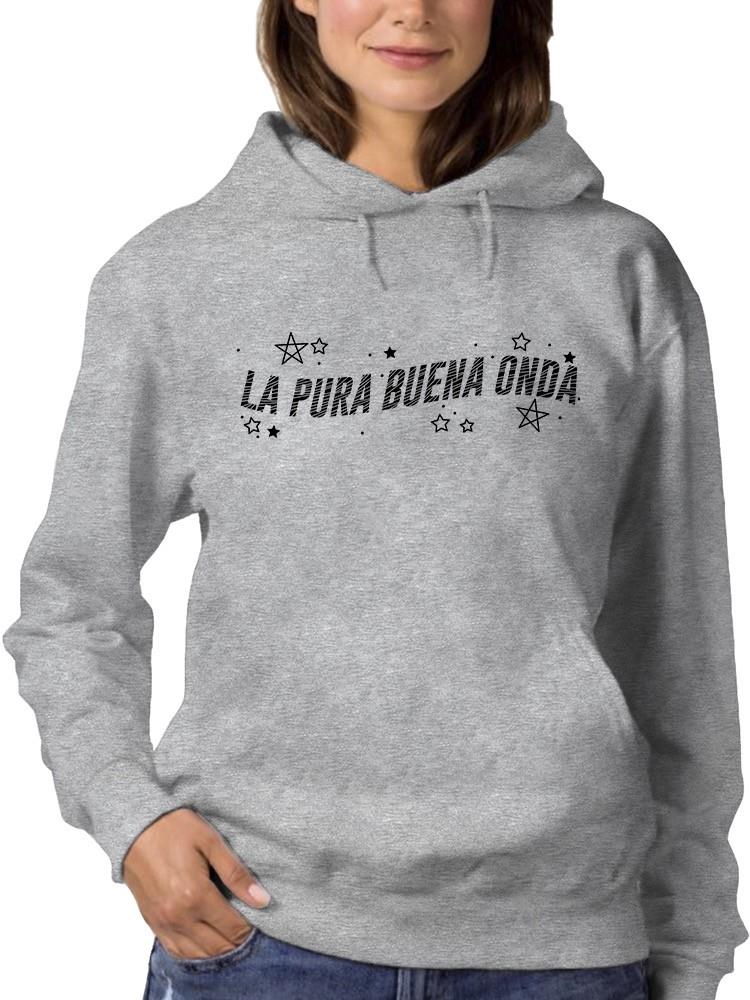 Foto 2 pulgar | Sudadera Smartprintsink Con Capucha Para Mujer La Pura Buena Onda Color Gris