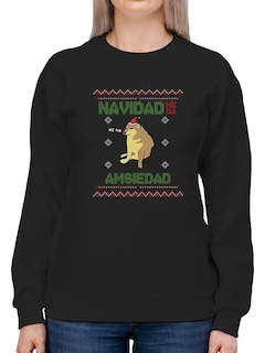 Foto 1 | Sudadera Smartprintsink para Mujer Navidad Me Da Amsiedad color Negro