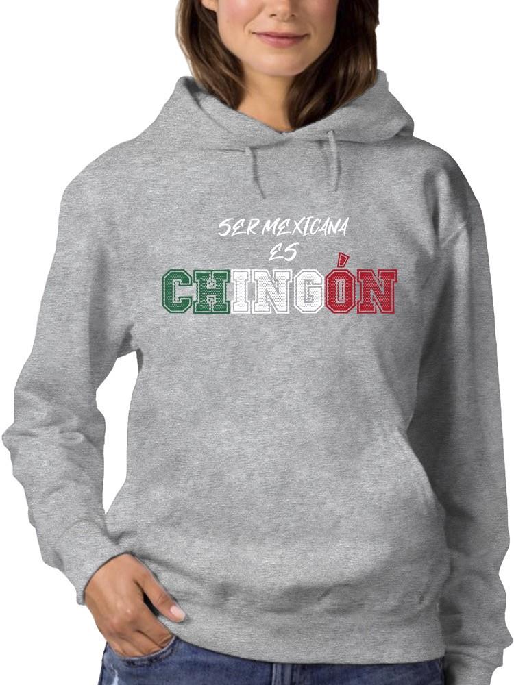 Sudadera Smartprintsink Con Capucha Para Mujer Ser Mexicano Es... Color Gris