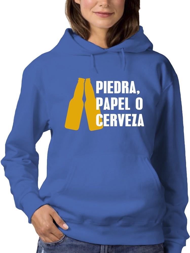 Foto 2 pulgar | Sudadera Smartprintsink Con Capucha Para Mujer Piedra, Papel O Cerveza Color Azul