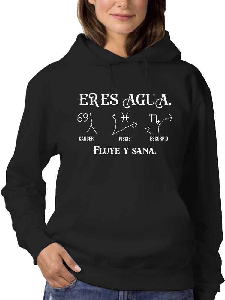Foto 2 pulgar | Sudadera Smartprintsink Con Capucha Para Mujer Eres Agua. Fluye Y Sana! Color Negro