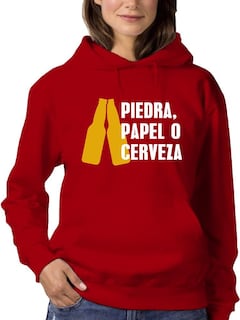 Foto 1 | Sudadera Smartprintsink Con Capucha Para Mujer Piedra, Papel O Cerveza Color Rojo