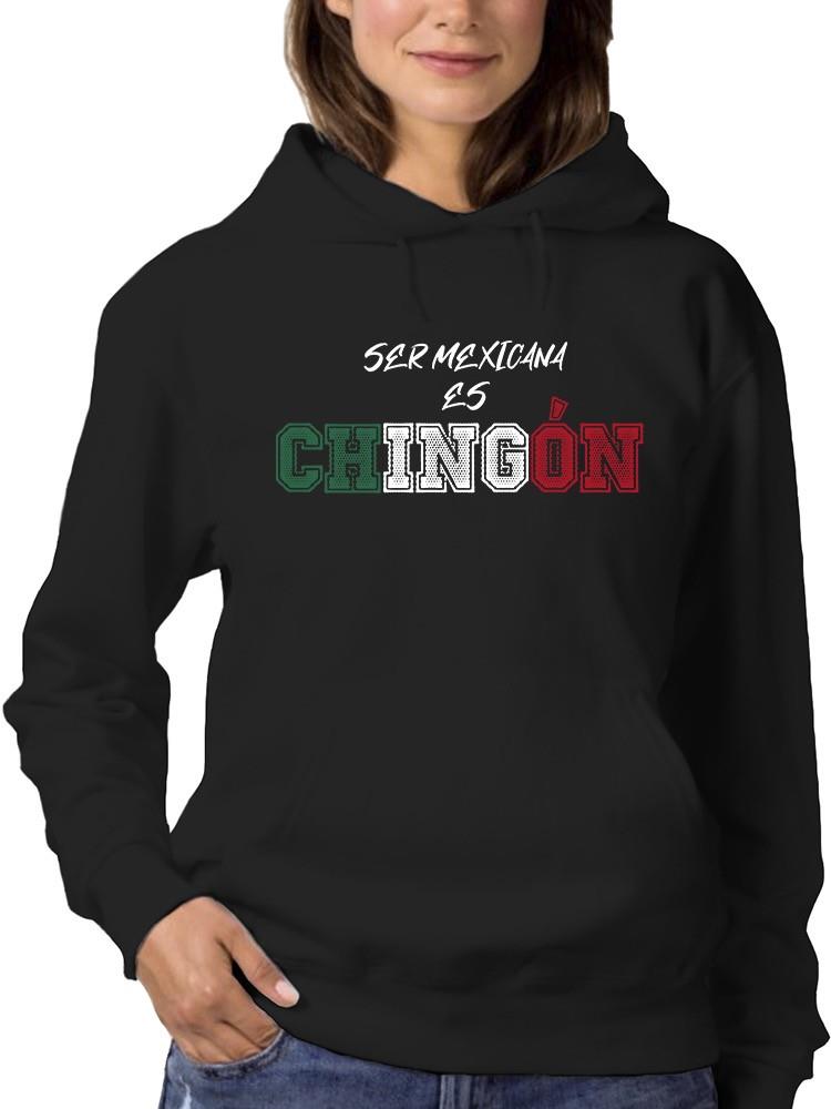 Sudadera Smartprintsink Con Capucha Para Mujer Ser Mexicano Es... Color Negro