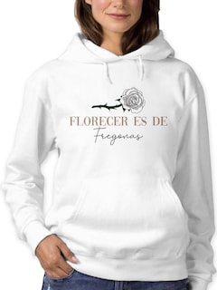 Foto 1 | Sudadera Smartprintsink Con Capucha Para Mujer Florecer Color Blanco