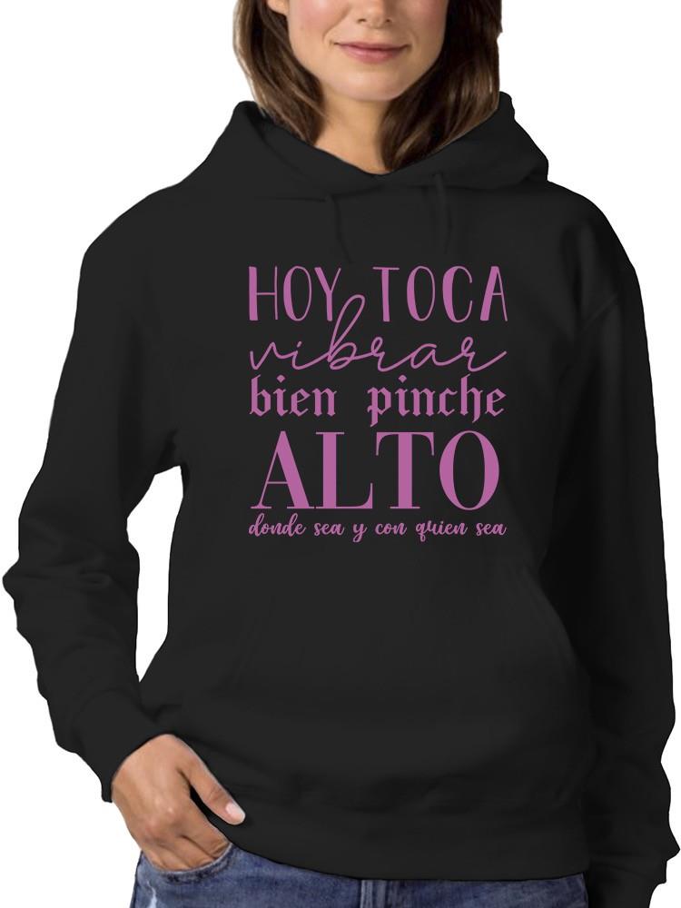 Foto 2 pulgar | Sudadera Smartprintsink Con Capucha Para Mujer Hoy Toca Vibrar Alto Color Negro