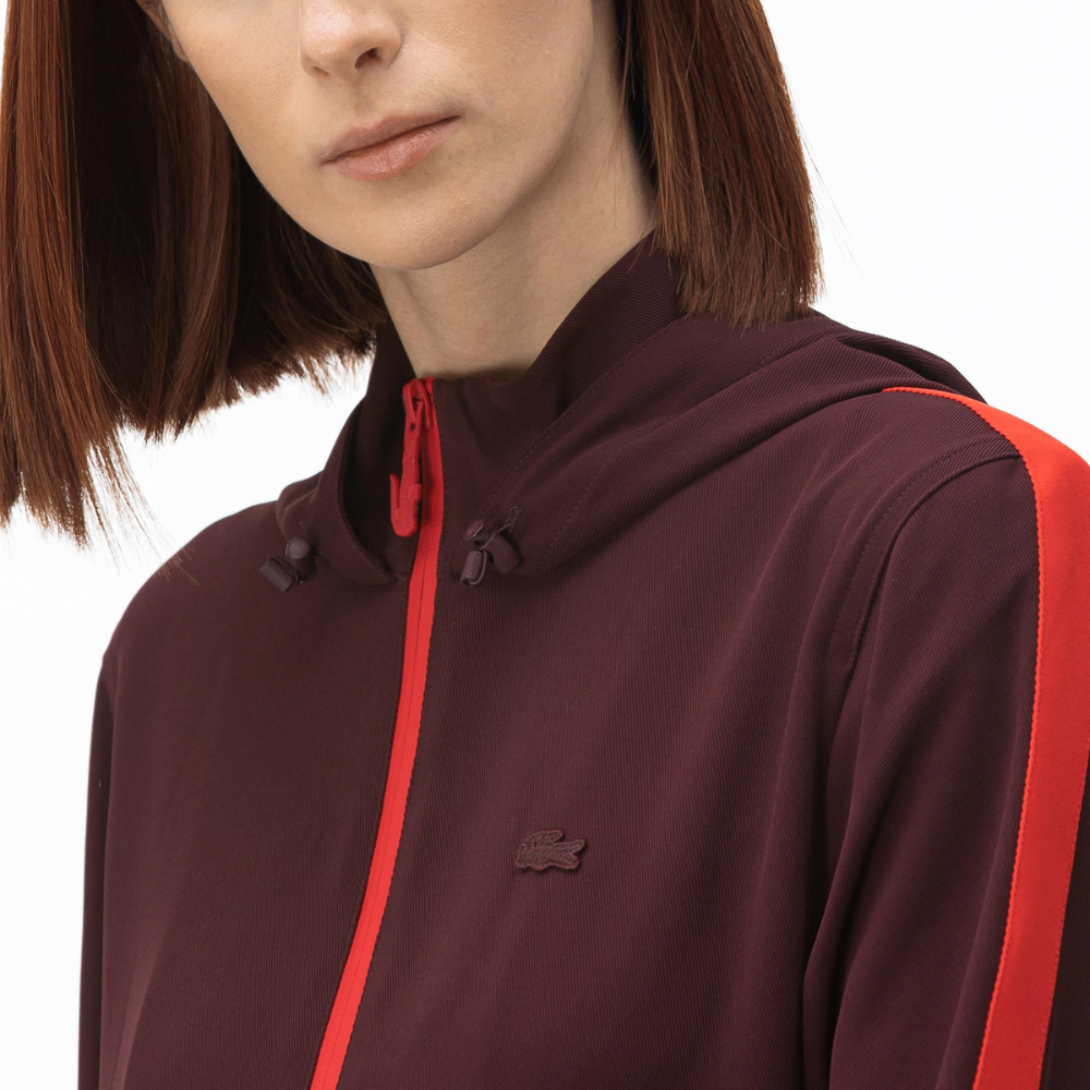 Foto 3 | Sudadera Lacoste con Capucha color Tinto para Mujer