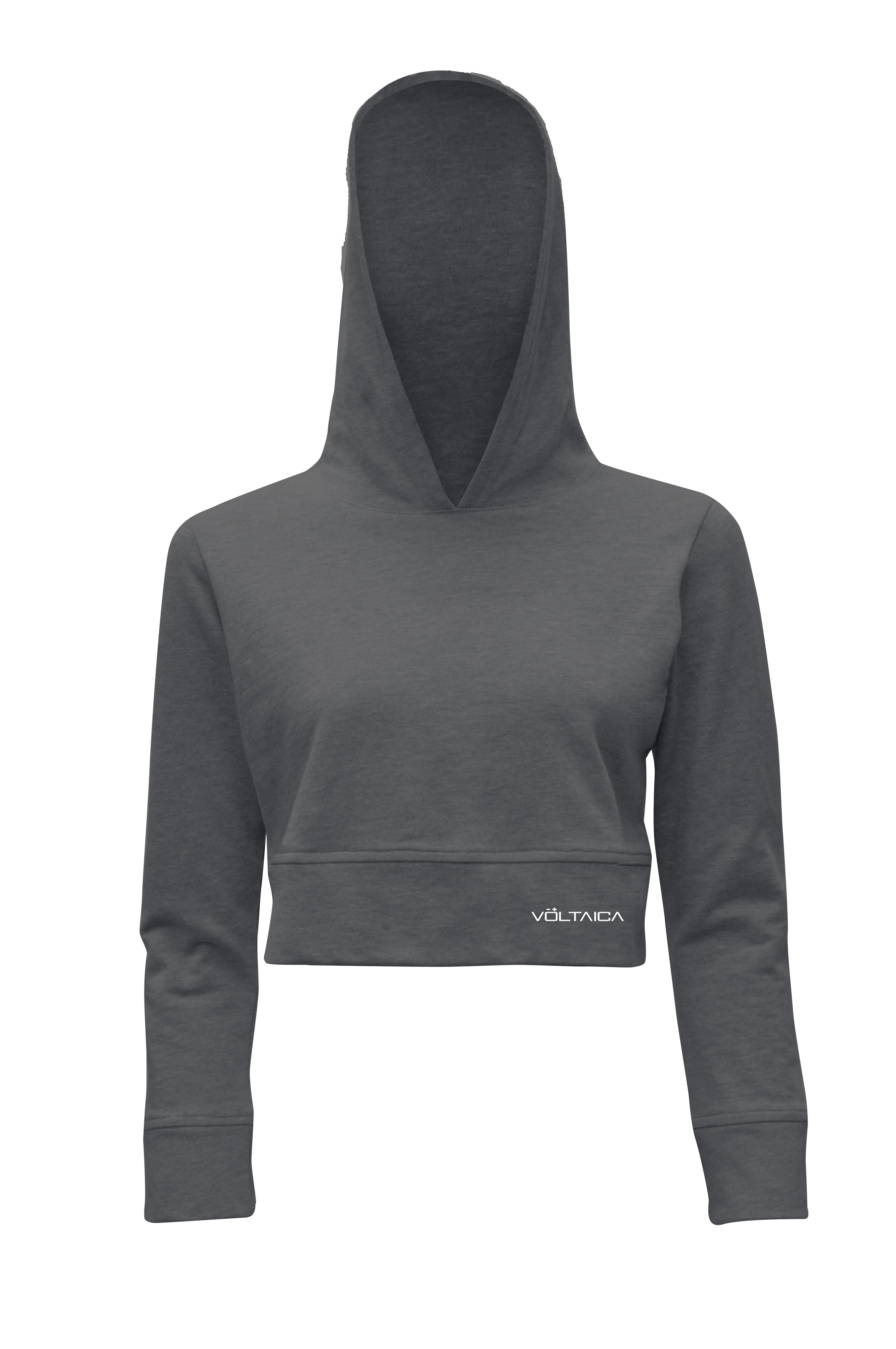 Sudadera Crop Voltaica VD0120A color Negro con Hoddie