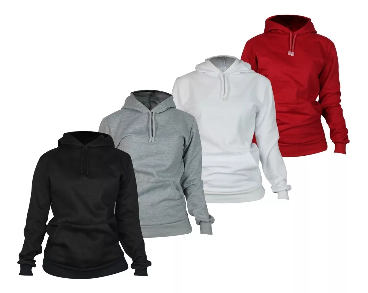 Paquete de 4 Sudaderas Hoodie Capucha colores Básicos para Mujer