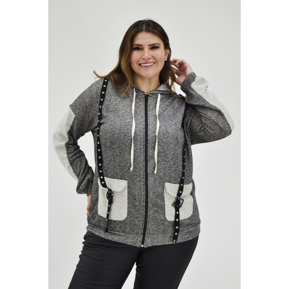 Foto 1 | Sudadera Cinturón Invertido Roman Fashion 6852 Gris
