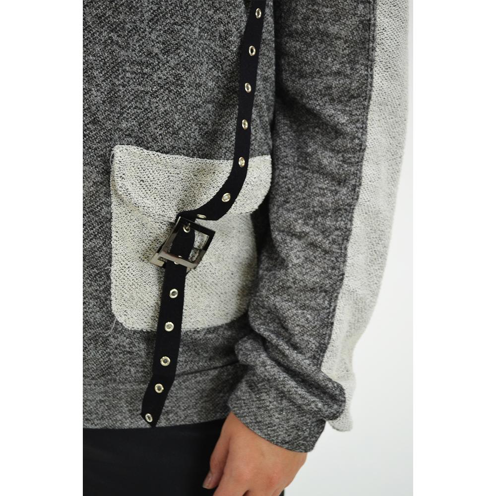 Foto 4 | Sudadera Cinturón Invertido Roman Fashion 6852 Gris