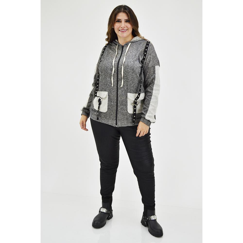 Foto 5 | Sudadera Cinturón Invertido Roman Fashion 6852 Gris