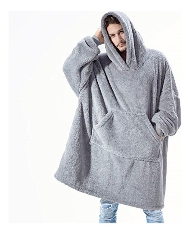 Foto 2 pulgar | Sudadera Cobija con Capucha y Mangas con Bolsillos Gris