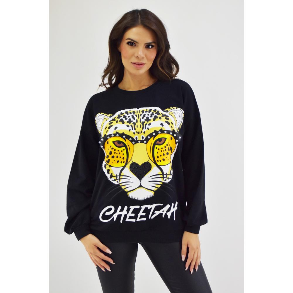 Sudadera Cheetah Roman Fashion Juvenil 012 Negra