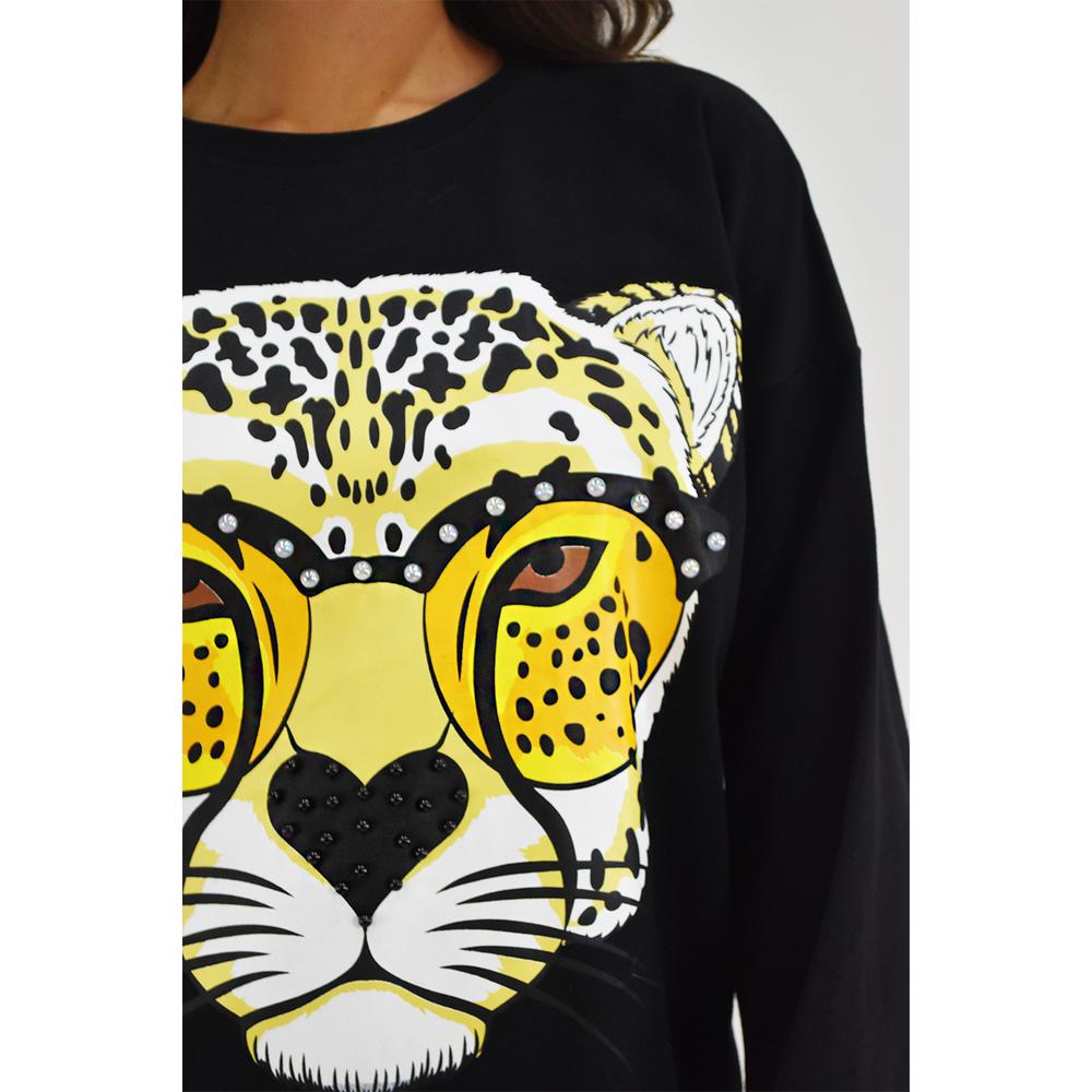 Foto 4 | Sudadera Cheetah Roman Fashion Juvenil 012 Negra