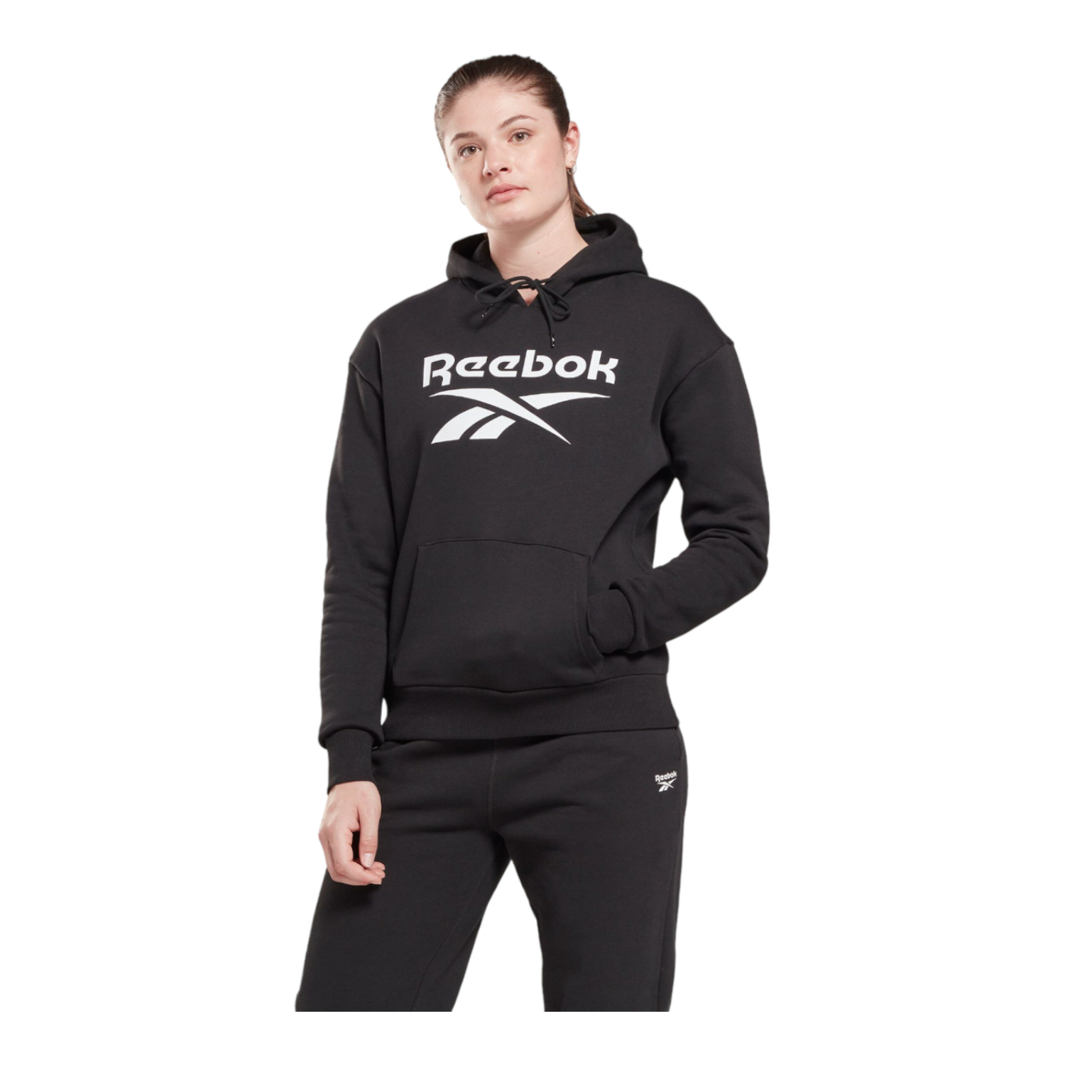 Foto 2 pulgar | Sudadera Reebok con Hoodie Negra para Mujer