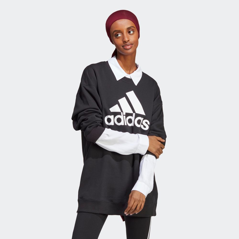 Foto 4 pulgar | Sudadera Adidas Tela French Terry Negra para Mujer