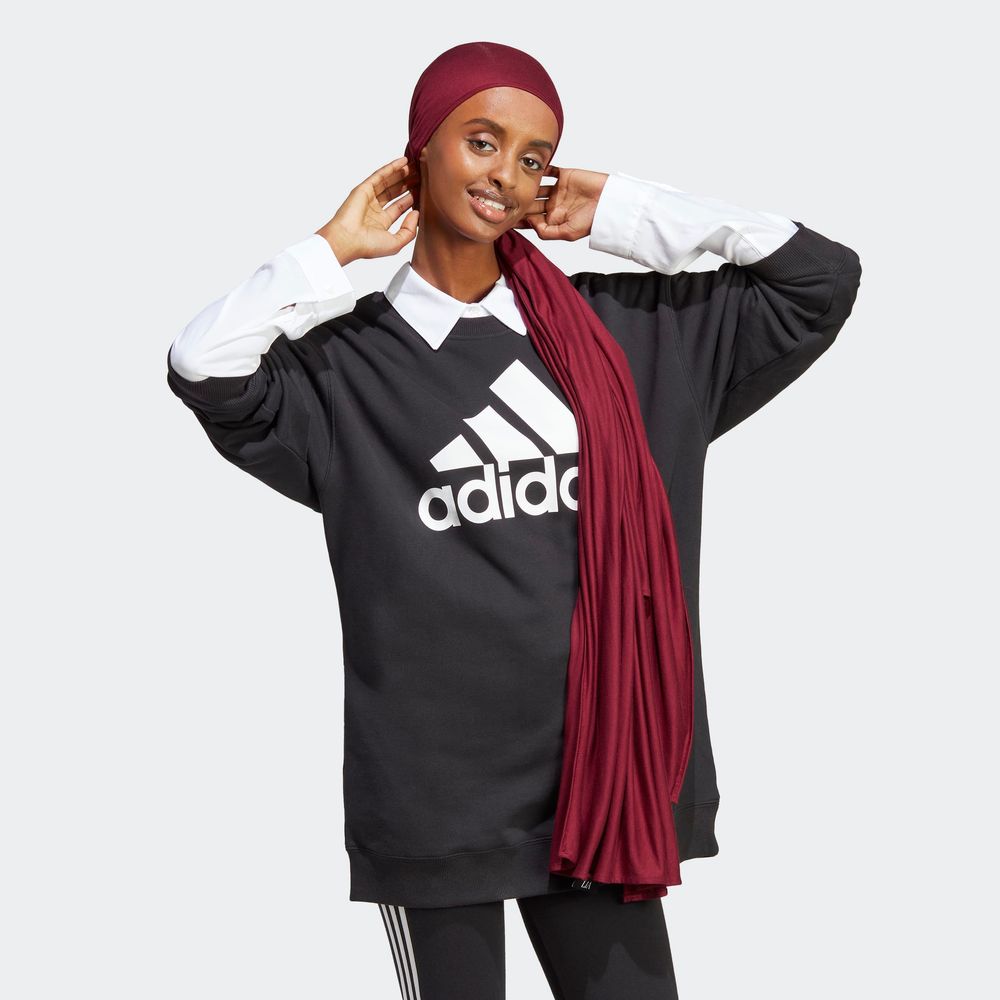 Foto 6 pulgar | Sudadera Adidas Tela French Terry Negra para Mujer