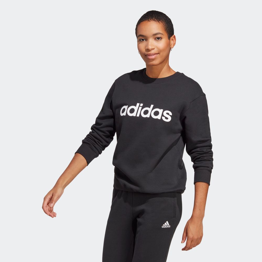 Foto 4 pulgar | Sudadera Adidas Essentials Linear Negra para Mujer