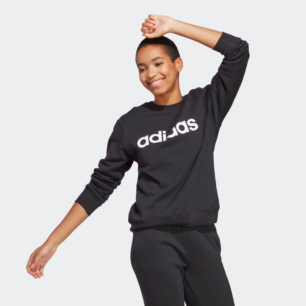 Foto 6 pulgar | Sudadera Adidas Essentials Linear Negra para Mujer